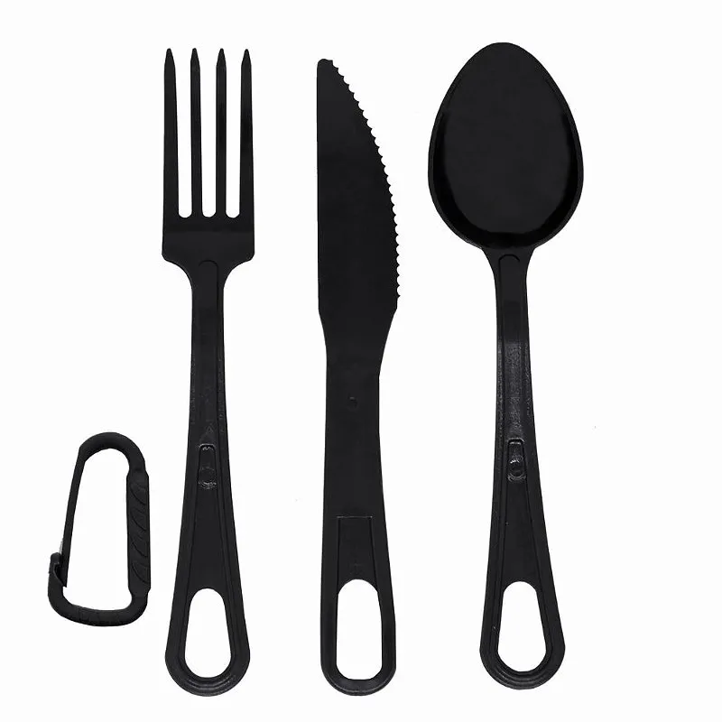 Talher de Campanha Bélica Colher/Garfo/Faca Preto - Bélica