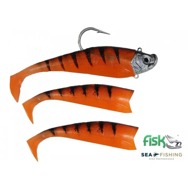 Isca Shad Sea Fishing modelo Fisk cor Laranja c/ Preto - 386 g - 23 cm