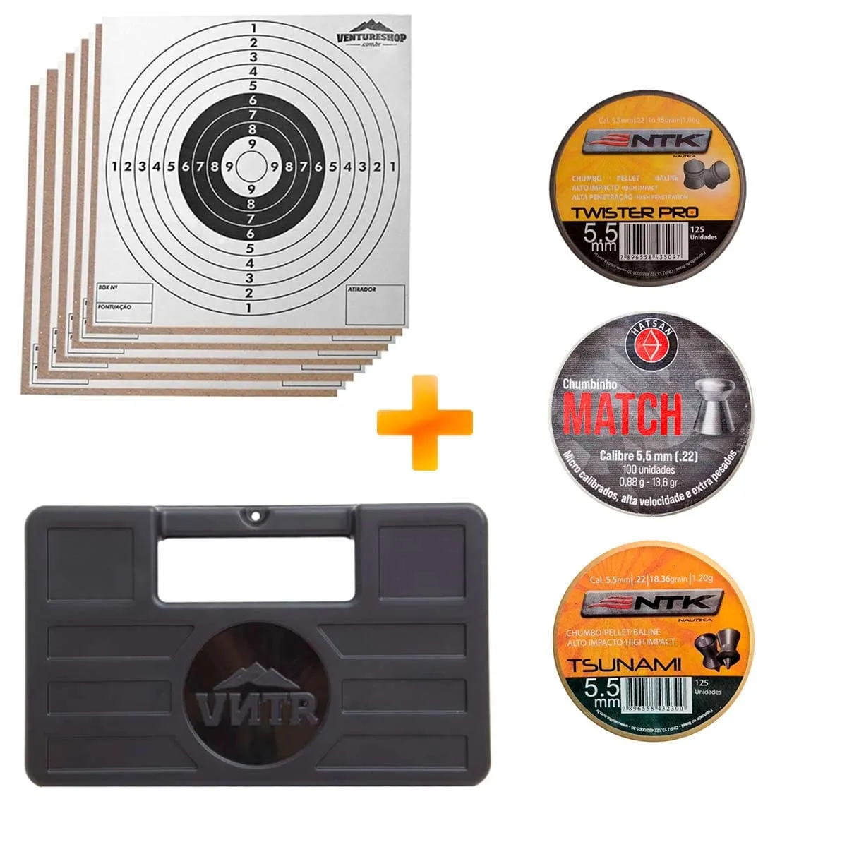 Chumbinhos para Carabina 5.5mm 3 unid + Maleta Rígida