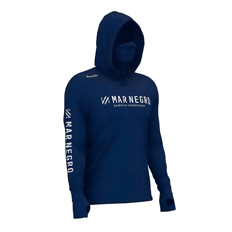 Camiseta De Pesca FPS 50 XProtect360 Com Capuz Buff Marinho- Mar Negro