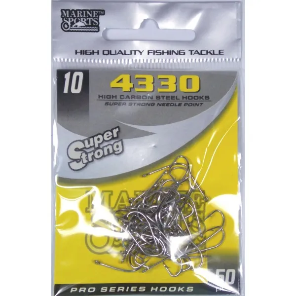 Anzol Marine Sports 4330 Nickel - Tamanho 10 - cartela c/ 50