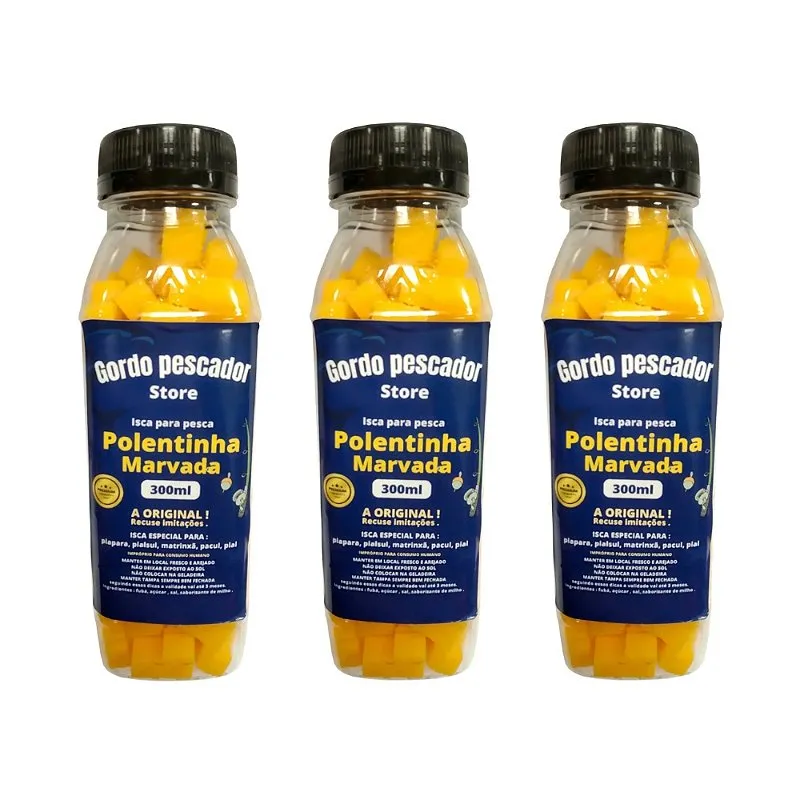 3 Polentinha Marvada Para Pesca Tradicional 300ml - Gordo Pescador