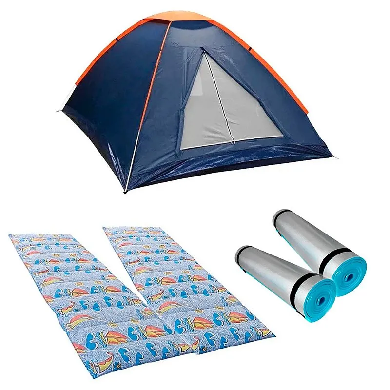 Barraca Panda 2P + 2 Colchonete Solteiro + 2 Isolante Térmico