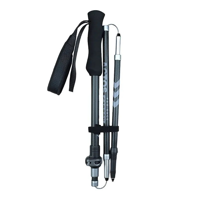 Bastão de Caminhada Actos Pro Race Carbon Estrutura em Carbono 3K Ajustável 38-135cm Preto - Azteq