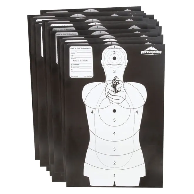 50 Alvos de Papel Silhueta Oficial para Tiro - VNTR