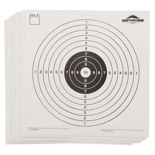 50 Alvos para tiro com arma, pistola, espingarda e carabina de pressão 14x14 cm
