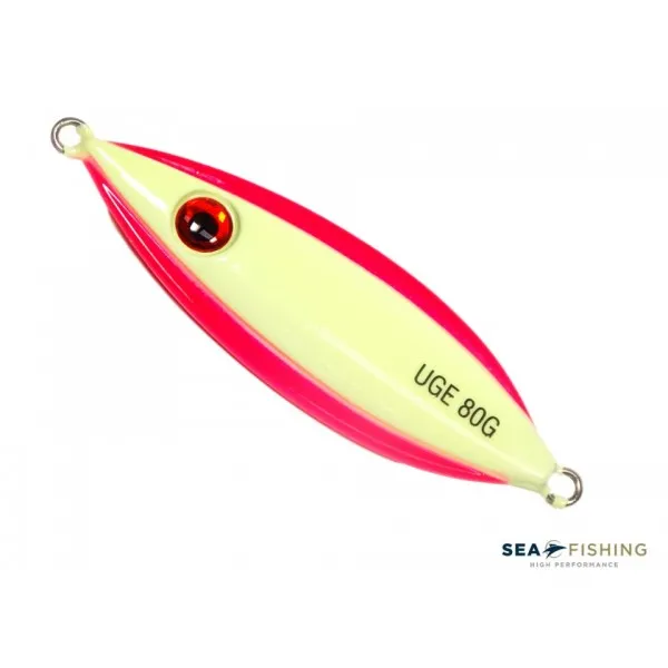 Isca artificial metal Jig Sea Fishing modelo UGE 80g cor Rosa - Glow