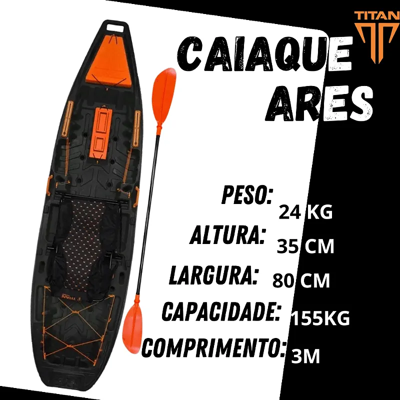 Caiaque a remo Ares TItan Cor Mamba Negra