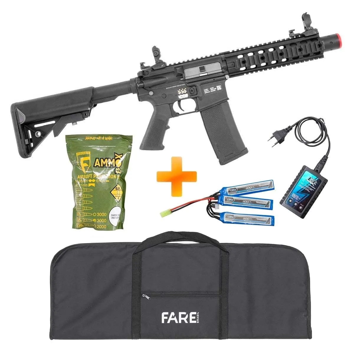 Airsoft M4A1 Rifle Airsoft RIS GC18 Mod1 Gatilho Eletrônico - G&G + BBs + Capa + Alvos