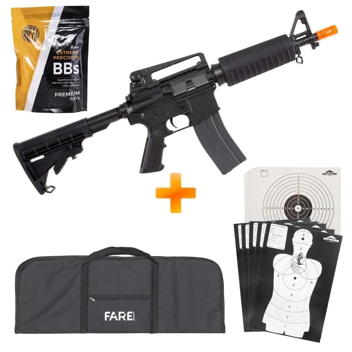 Airsoft M4A1 Rifle Carbine Light CM16 AEG - G&G + Capa + BB's + Alvos
