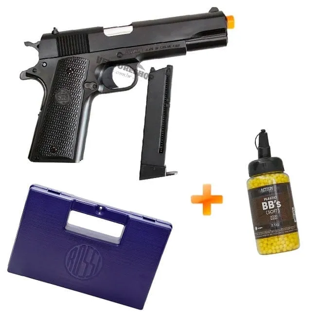 Airsoft Pistola Colt 1911 KWC Spring + Maleta Rígida + BBs