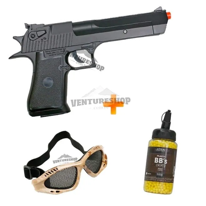 Airsoft Pistola Spring Israel Eagle (UA-959BH) + Óculos Kobra Tático + BBs