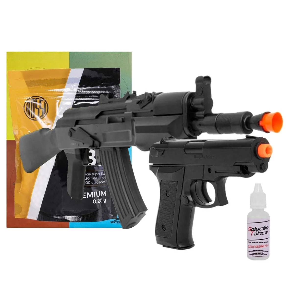 AK Spetsnaz Spring - Cybergun + Pistola P1918 Spring - Vigor + Alvo + BBs + Silicone