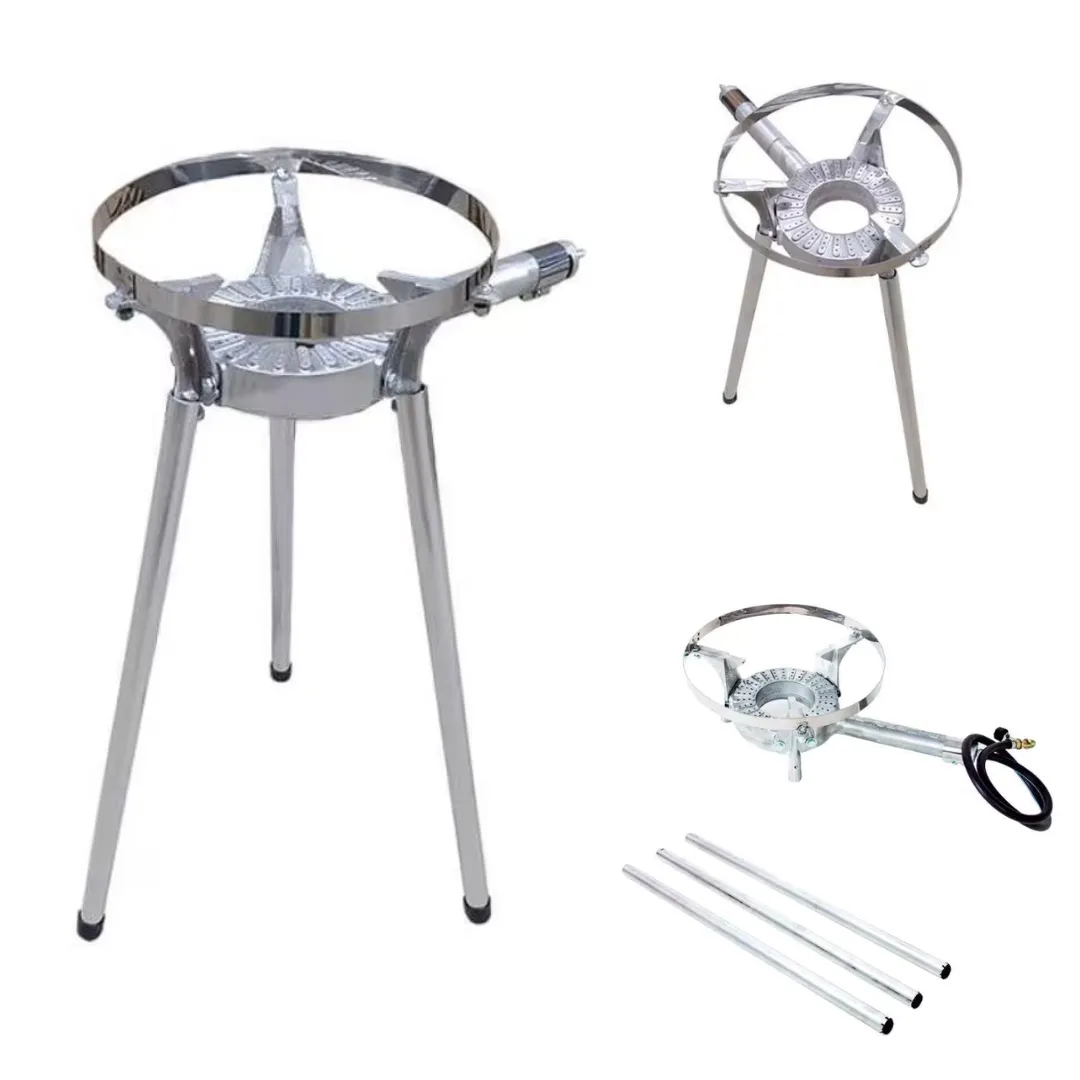 Fogareiro De Alumínio Fundido Com 1 Chama E Tripé De 80 Cm