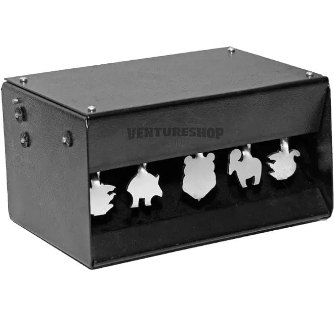 Alvo com 5 Silhuetas metálicas de Bichos - Rearmável