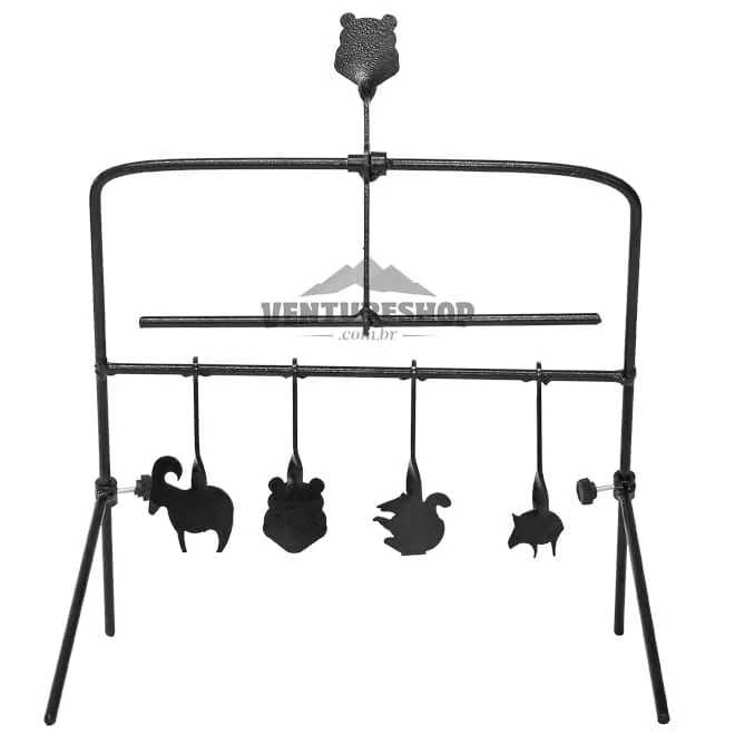 Alvo Cavalete com 5 Silhuetas Metálicas de Bichos