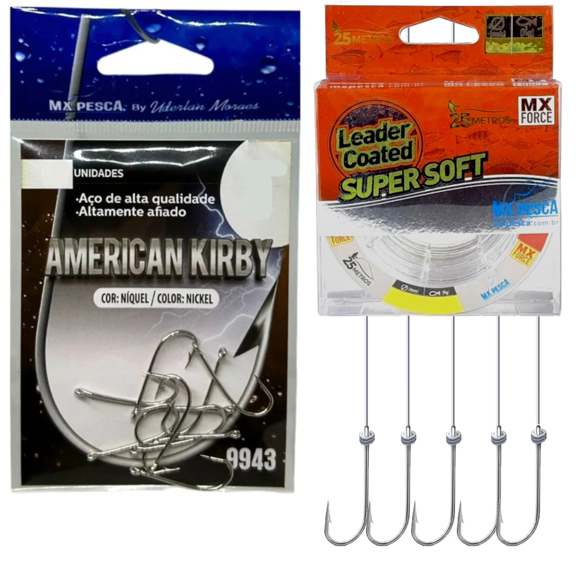 Anzol MX Uderlan Empatado com Flúor Coated American Kirby - MX Pesca