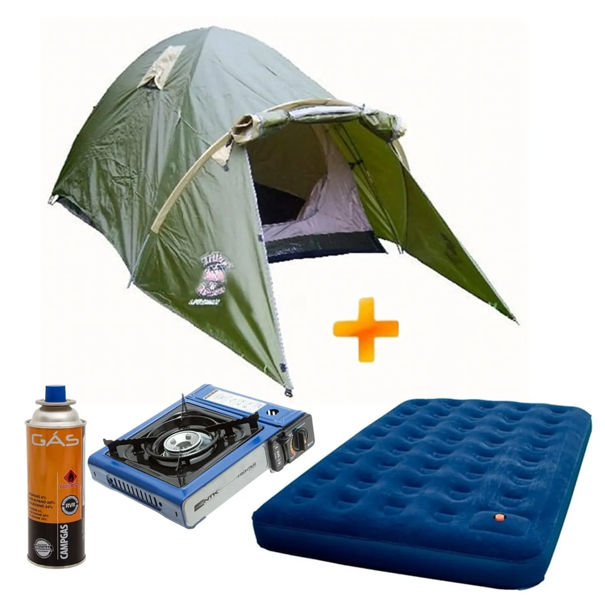 Barraca Super Esquilo II (2-3 pessoas) Trilhas e Rumos Verde + Fogareiro + Gás + Colchão