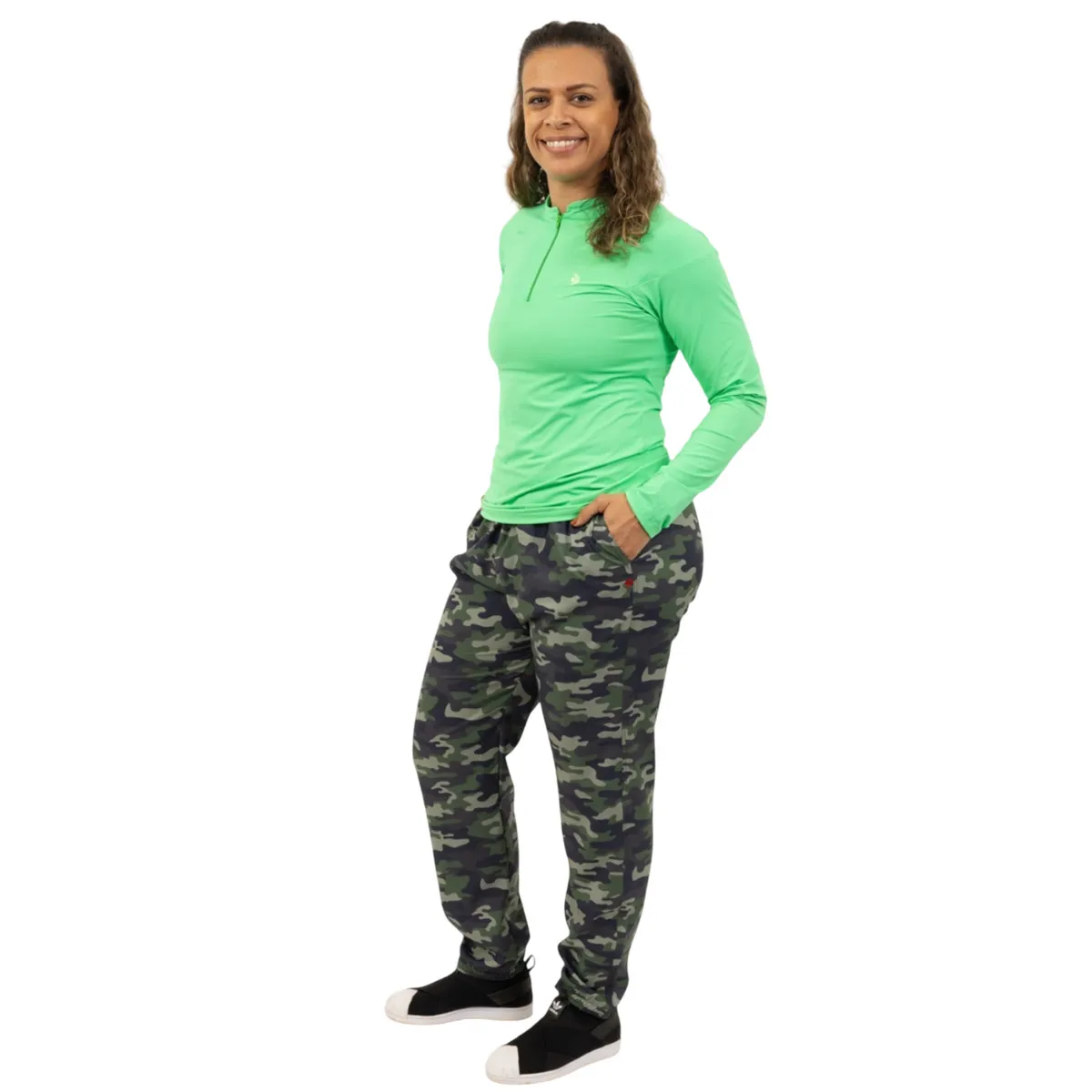 Calça Esportiva Feminina Fishing Co Proteção FPS UV50+ Estampada Exército Pesca