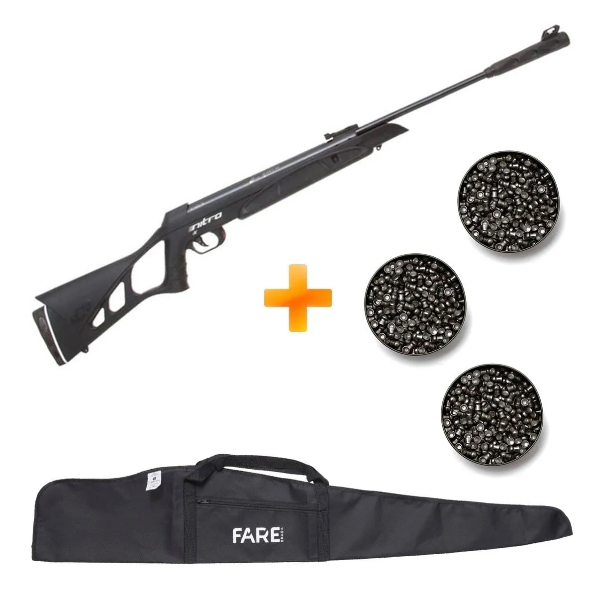 Carabina CBC F22 M Nitro X 1000 5.5mm Oxidada c/ Muzzle Break + Capa + 3 Chumbinho