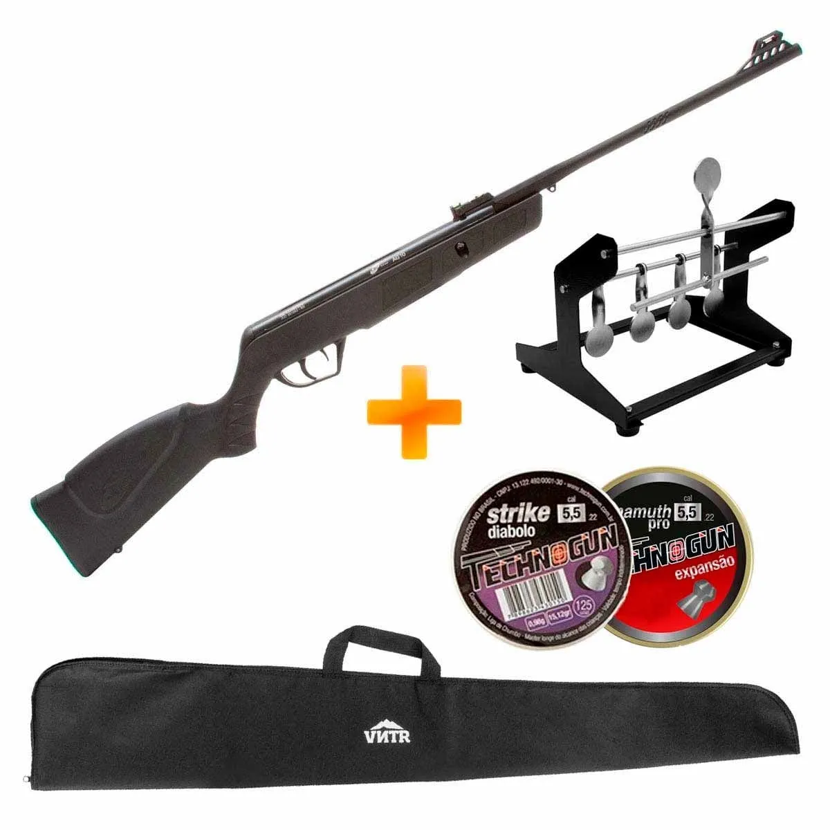 Carabina de Pressão CBC AG10 5.5mm Oxidada Preta + Capa + Alvo + 250 Chumbinhos Technogun