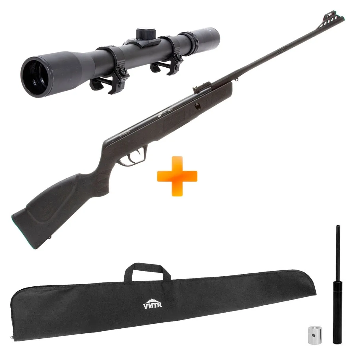 Carabina de Pressão CBC AG10 5.5mm Oxidada Preta + Gás Ram + Luneta 4x20 + Capa