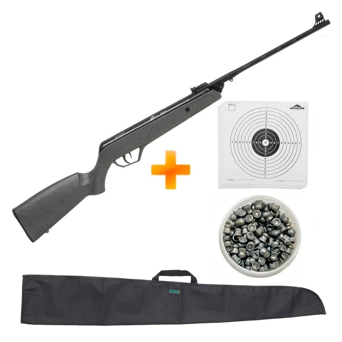 Carabina de Pressão CBC AG11 5.5mm Oxidada Cinza + Capa + Chumbinho + Alvos