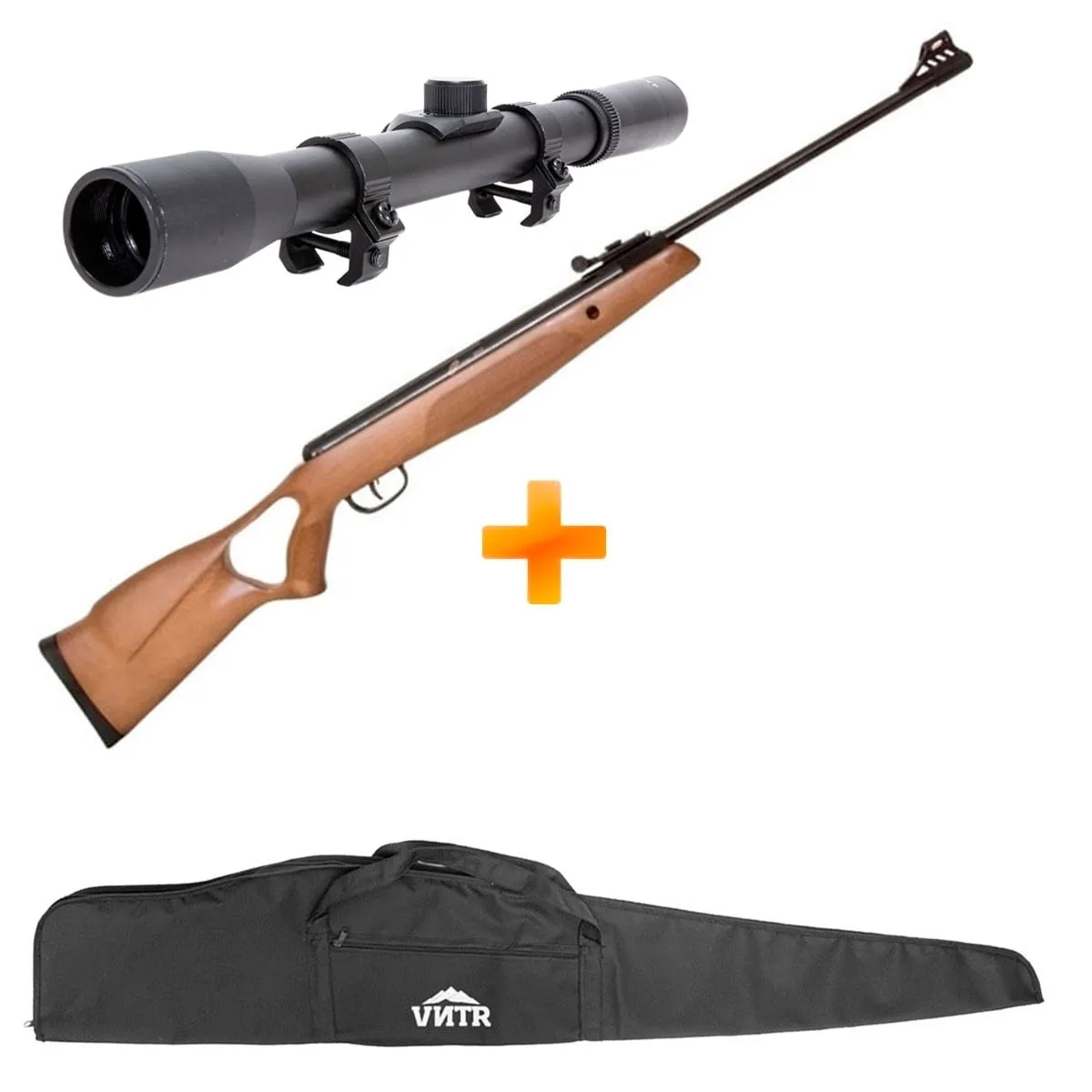 Carabina de Pressão CBC B19Z Nitro Oxidada Madeira 5.5mm + Luneta + Capa