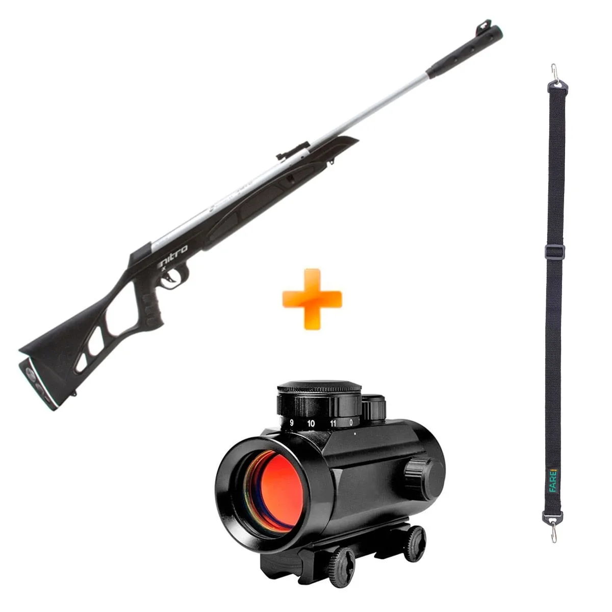 Carabina de Pressão CBC F18 M Nitro X 1300 4.5mm Cromada c/ Muzzle + Red Dot + Bandoleira