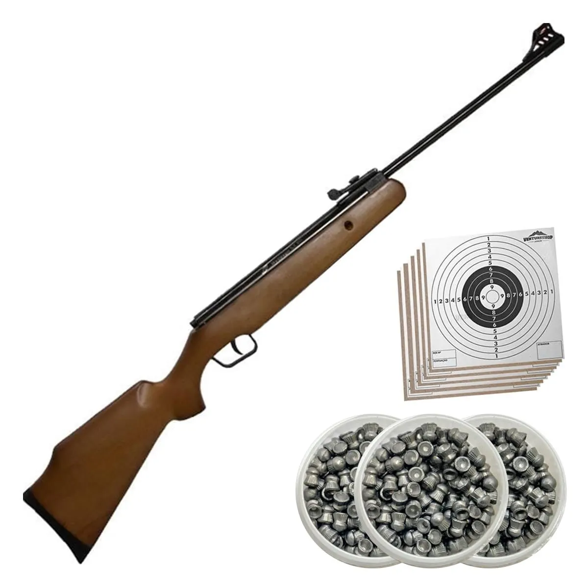 Carabina de Pressão CBC F22 6103 BAM B12-6 5.5mm Importada Madeira + Chumbinhos + Alvos