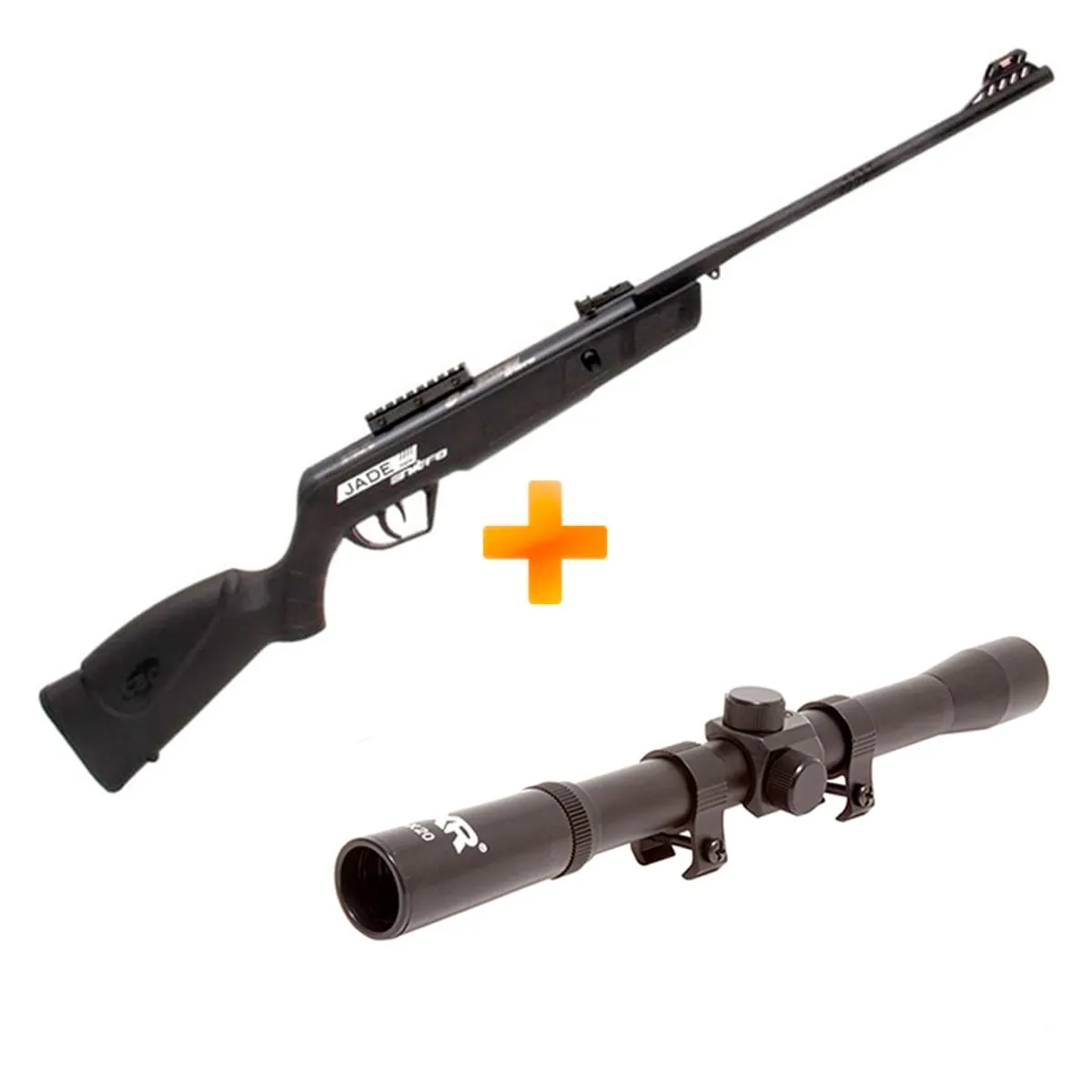 Carabina de Pressão CBC Jade Mais Nitro Oxidada Preta 5.5mm + Luneta 4X20