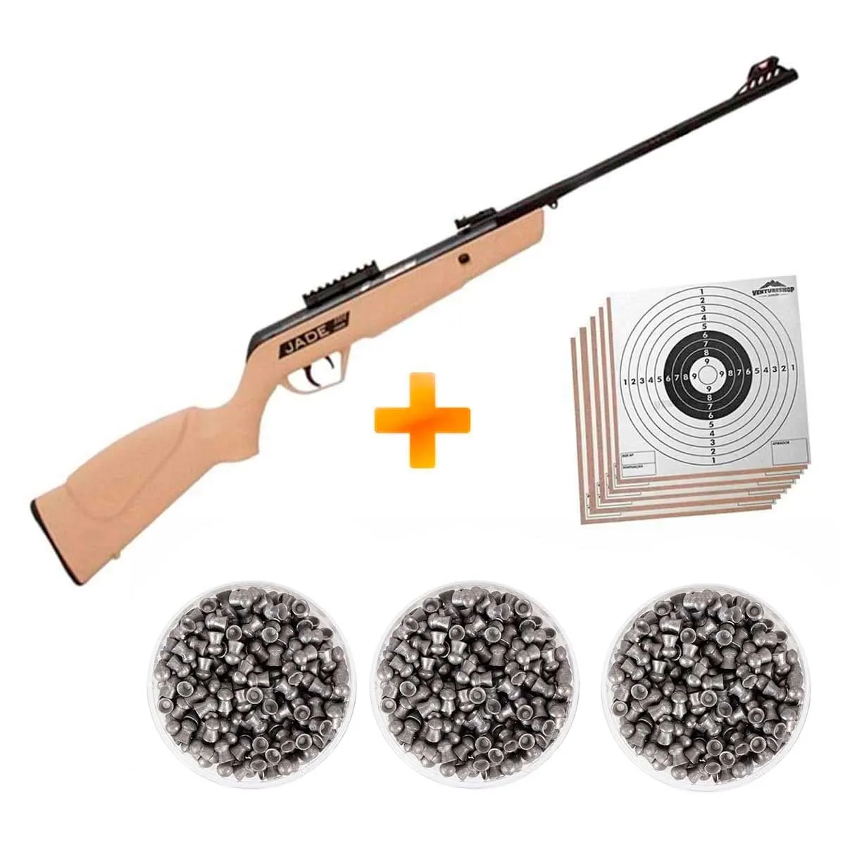 Carabina de Pressão CBC Jade Mais OX Desert 4.5mm + Chumbinhos + Alvos