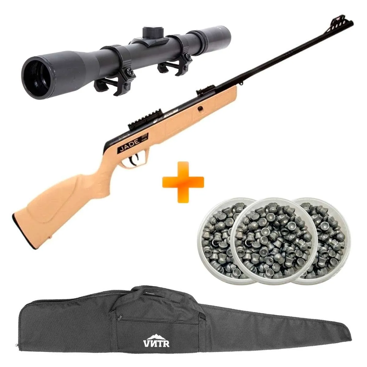 Carabina de Pressão CBC Jade Mais Oxidada Desert 5.5mm + Luneta 4x20 + Capa + Chumbinho