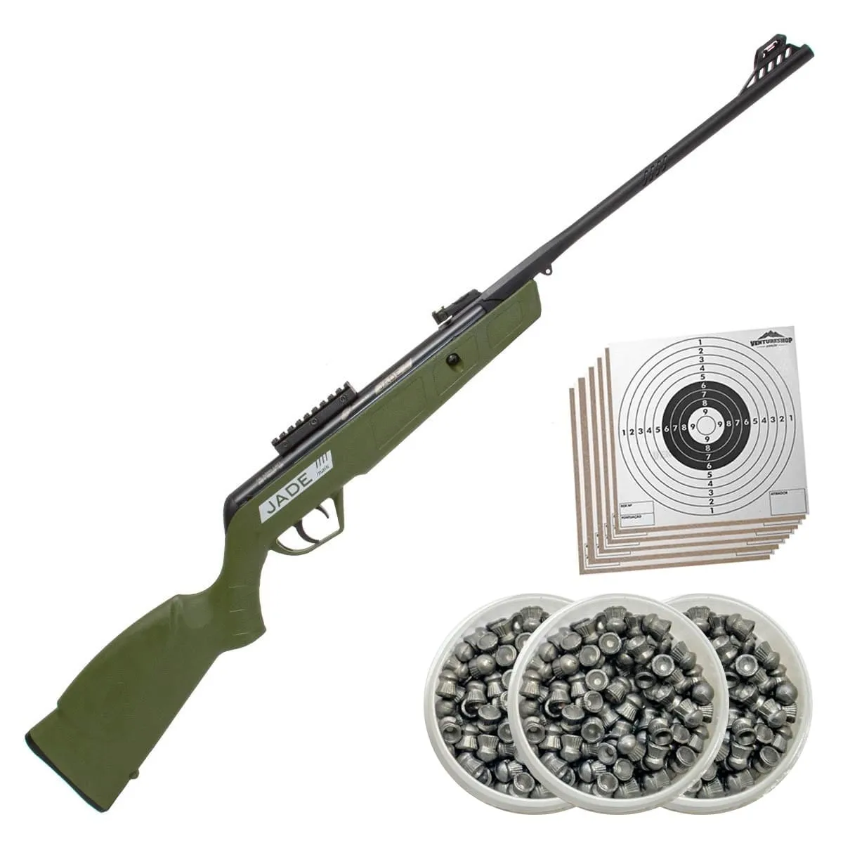 Carabina de Pressão CBC Jade Mais Oxidada Verde 5.5mm + Chumbinhos + Alvos
