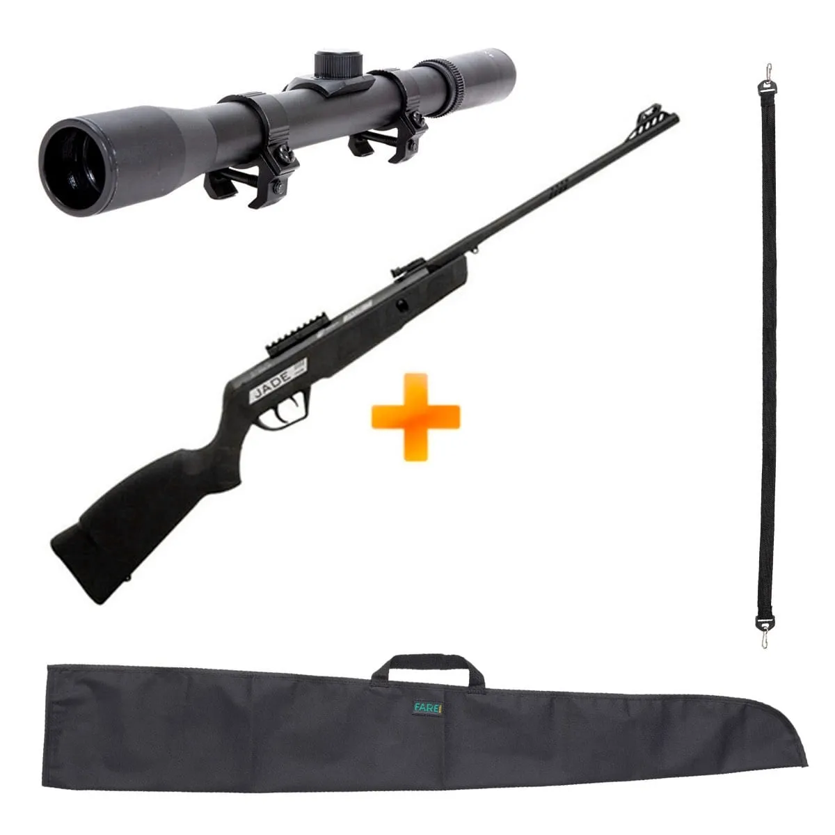 Carabina de Pressão CBC Jade Mais Preta 4.5mm + Luneta + Bandoleira + Capa