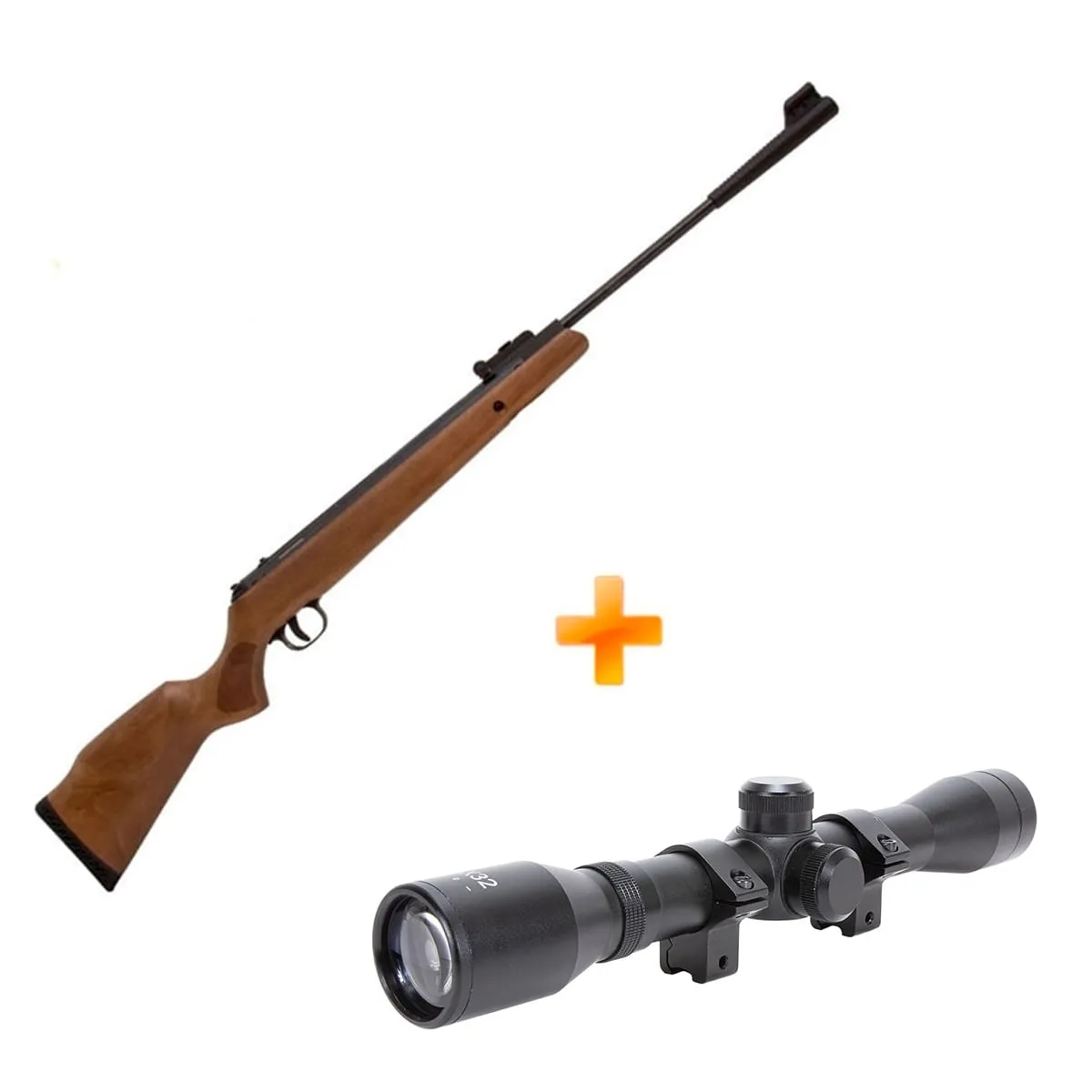 Carabina de Pressão Desert Storm Madeira 5.5mm Fixxar + Luneta 4x32