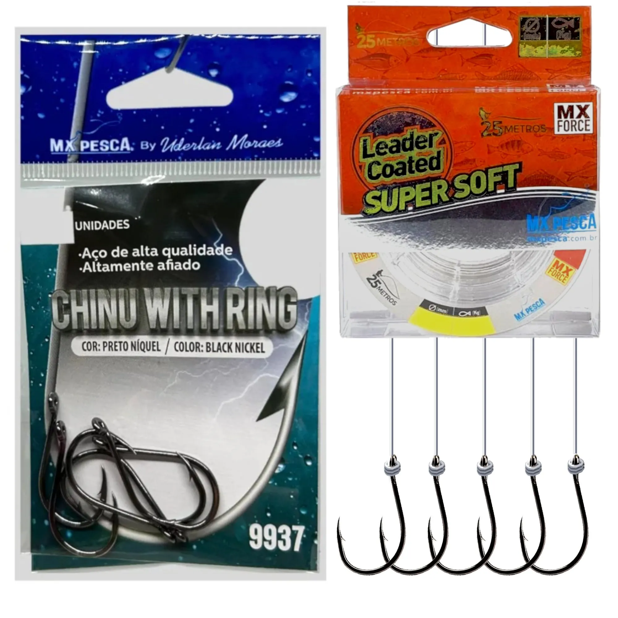 Anzol MX Uderlan Empatado com Flúor Coated Chinu - MX Pesca