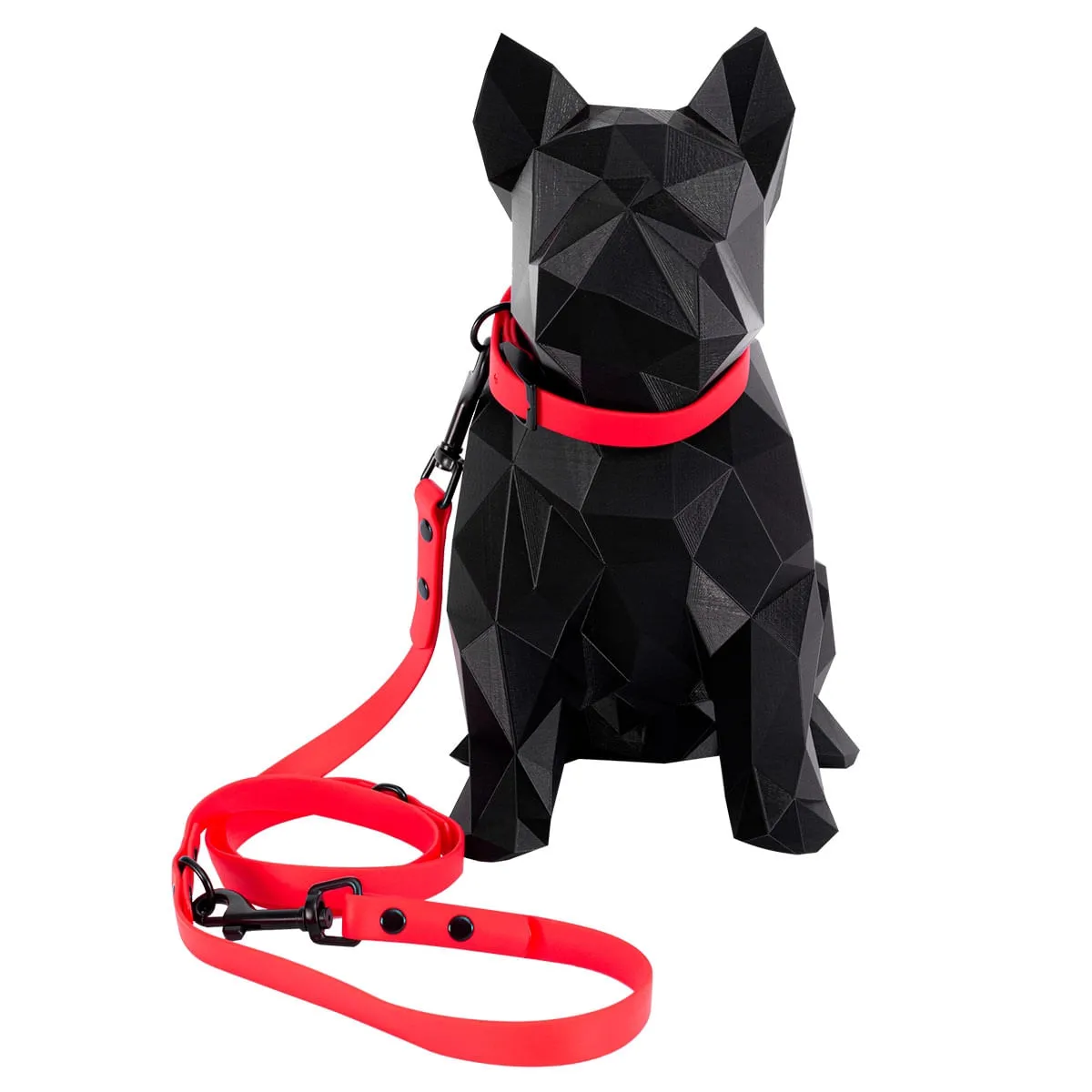 Coleira e Guia de Silicone Vermelho - PAWS