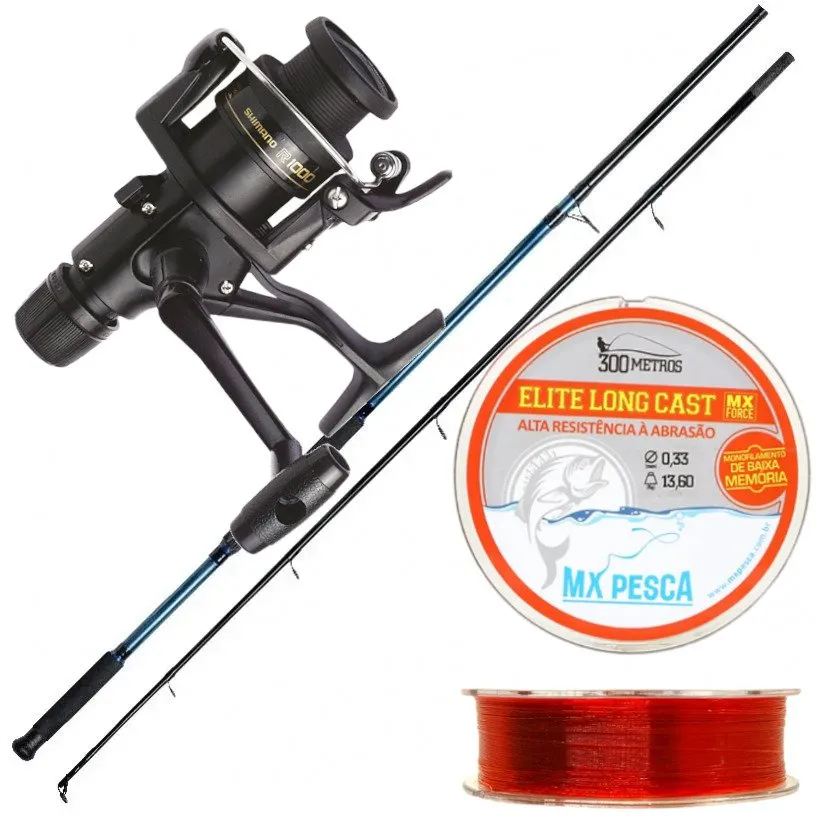 Kit Marine Vara Solara 2,40m com Molinete IX 4000 R e Linha MX Elite 300m