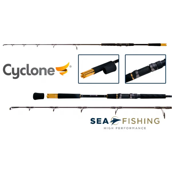 Vara de Jigging Cyclone 5"3' (1,59 m) PE 6 a 10 - Jigs: 200 a 500 gr - Passadores FUJI (molinete)