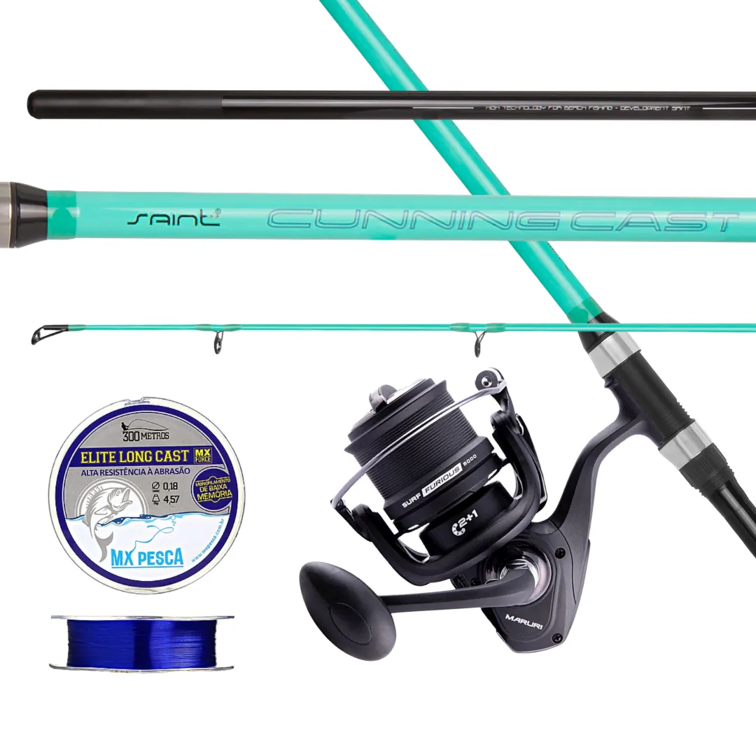 Kit Pesca de Praia MP01 - Vara 4,20m com Molinete 8000 + Brinde