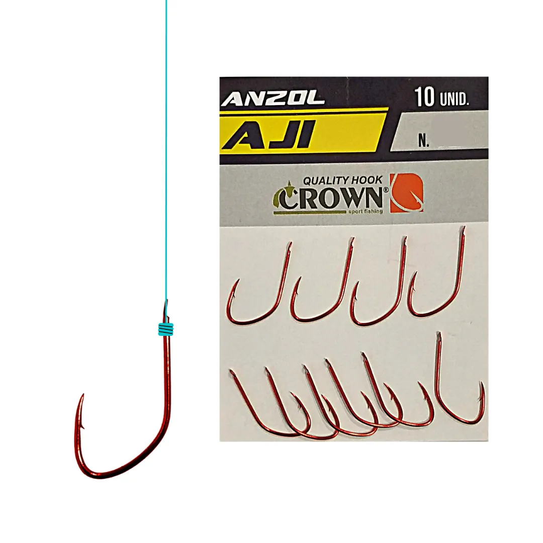 Anzol Aji Red Crown - 10 Unidades - Empatados Nylon