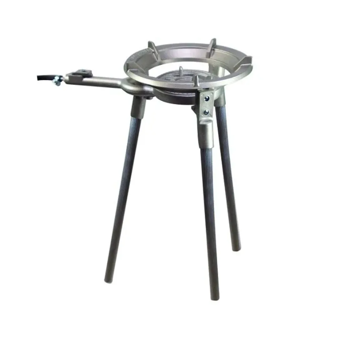 Fogareiro De Alumínio Fundido Com 2 Chamas E Tripé De 80 Cm