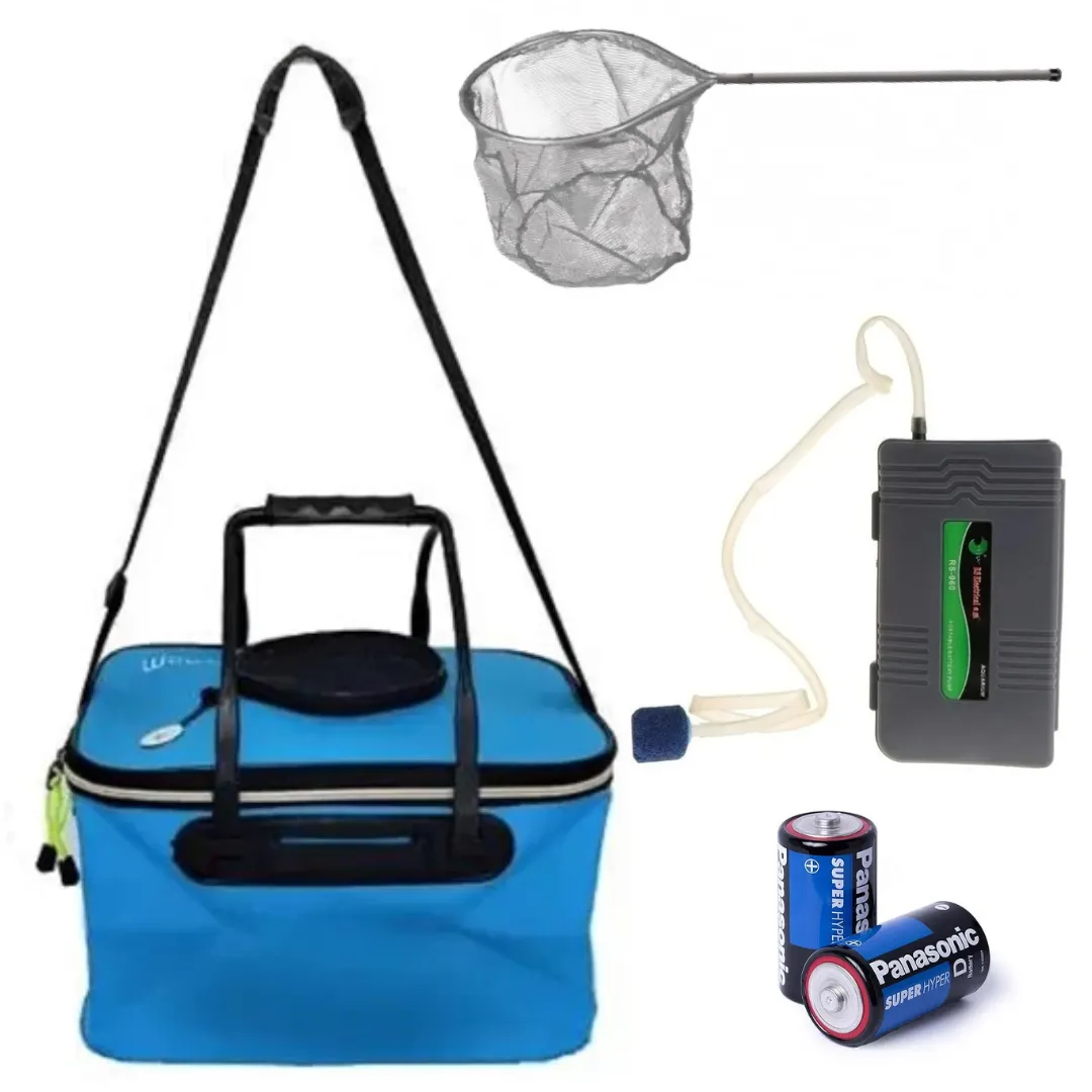 Kit Isca Viva - Bolsa com Oxigenador, Pilha e Mini Passagua