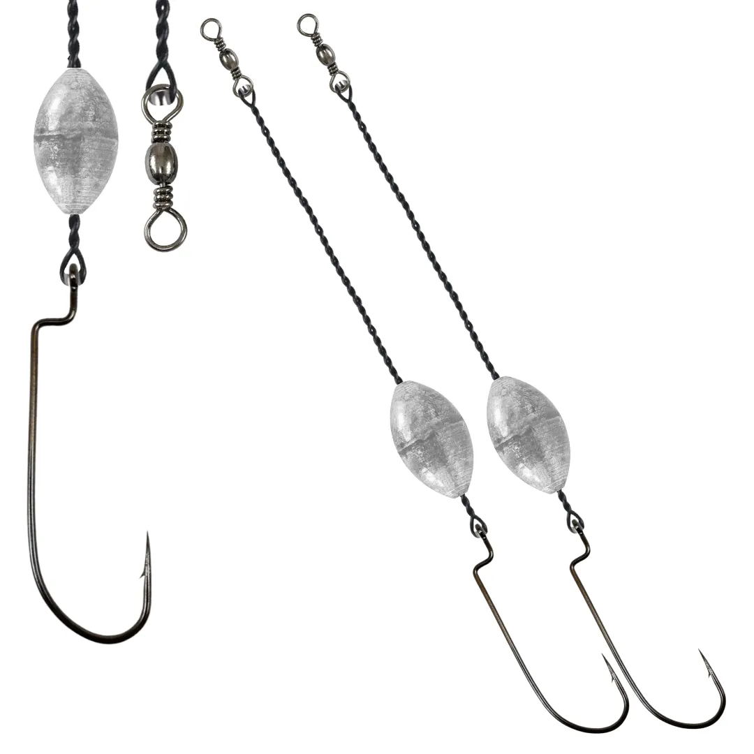 Anzol Worm Off Set 5/0 Empatado em Aço Flexível Trançado com Chumbo - 2pçs