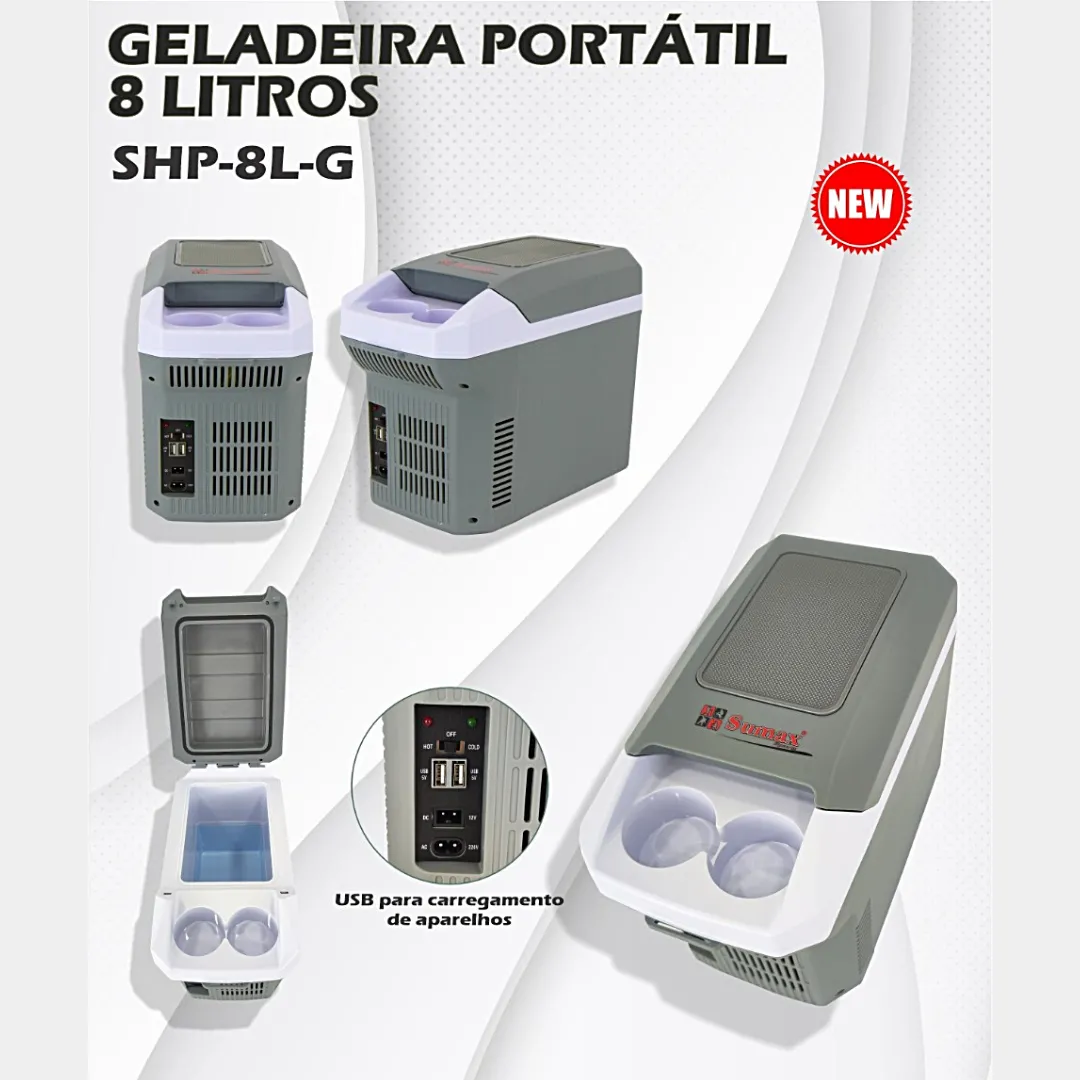 Geladeira Portátil 8 Litros Sumax - SHP-8L-G