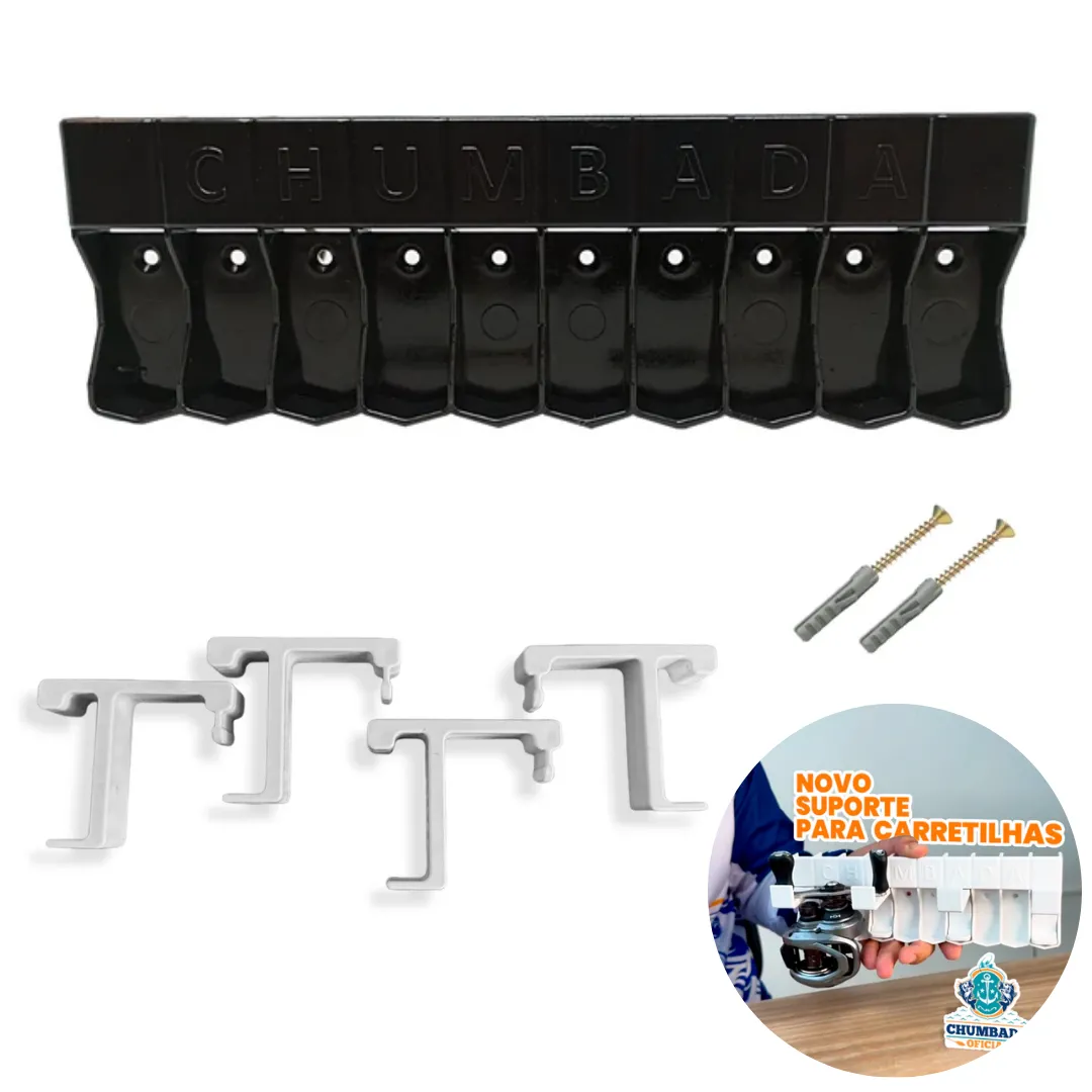 Suporte Molinete + Kit Adaptador de Carretilha - Chumbada Oficial