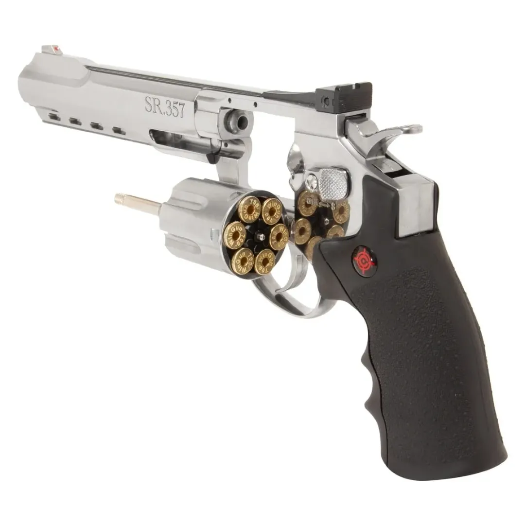 Revólver de Pressão a Gás CO2 SR357 Silver Full Metal 4.5 mm – Crosman