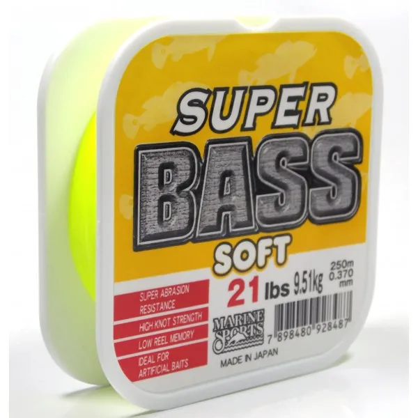 Linha monofilamento Marine Sports SUPER BASS (Yellow) 21 Lbs - 0,37 mm - c/ 250 metros