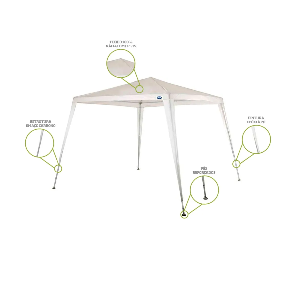 Gazebo Rafia 2,4x3 Branco - Mor